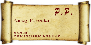 Parag Piroska névjegykártya